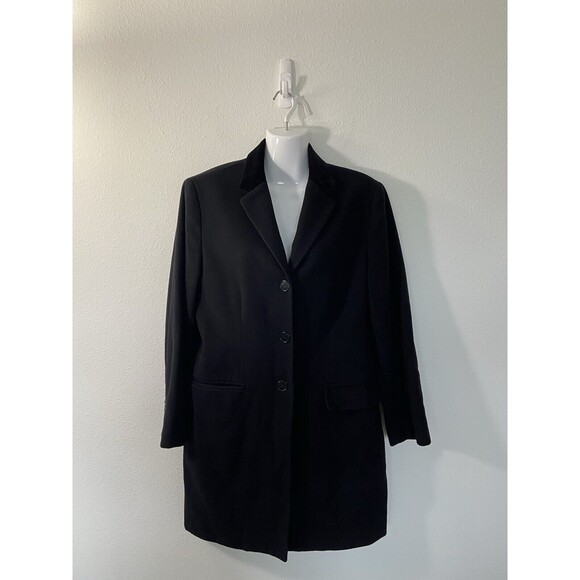 Lauren Ralph Lauren Coat 8 Medium Black Womens Pea Coat Wool Cashmere Preppy - Picture 1 of 15